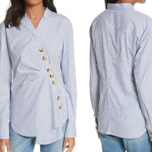 Tibi Jones Stripe Asymmetrical Shirt Size 6